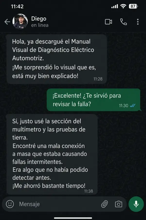 Testimonio de Diego por WhatsApp